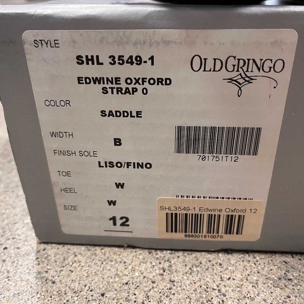 NIB Old Gringo Edwine Oxford Strap Saddle Sz 12 - Picture 8 of 12